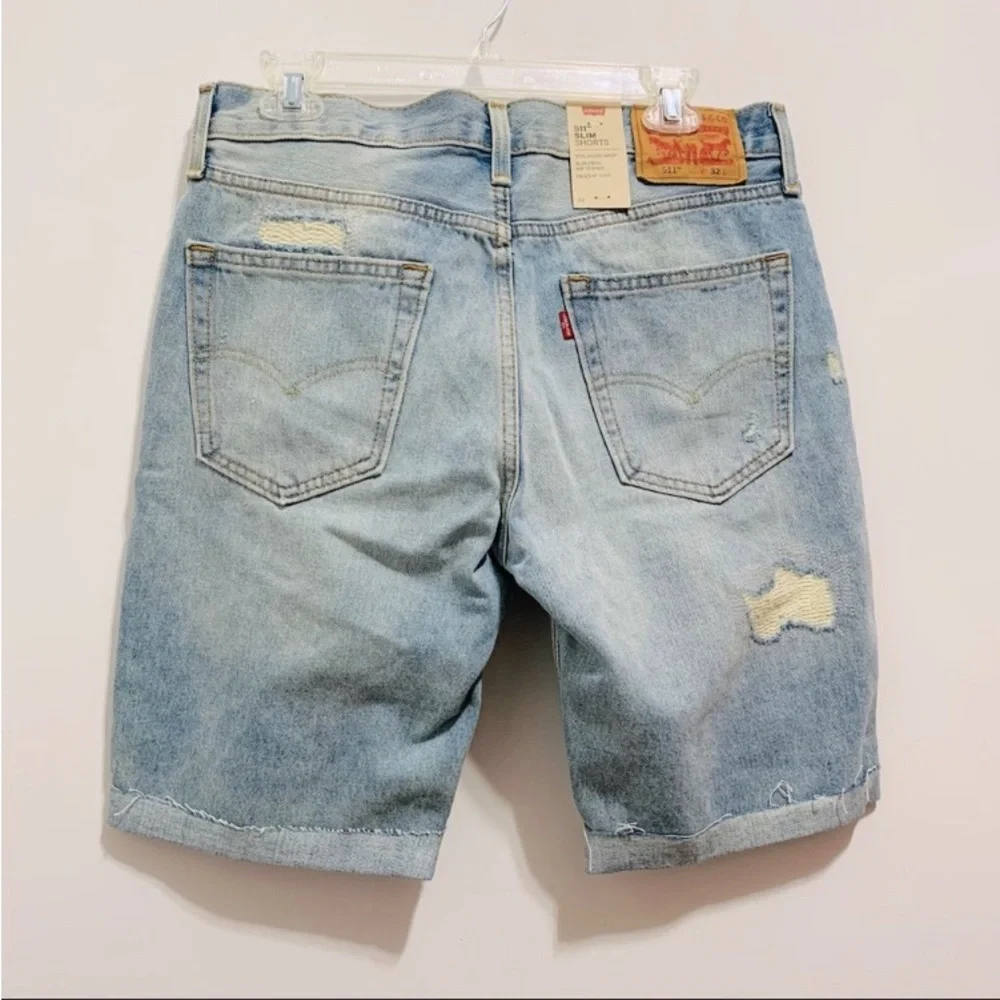 NWT Levi’s 511 Men’s Cut-off 10” Distressed Ripped Denim Jean Shorts